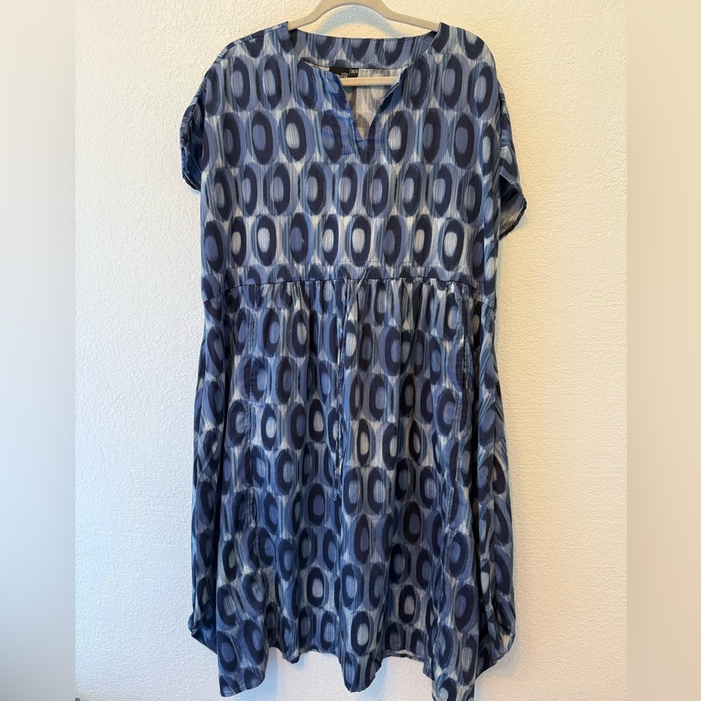 Lisa Bayne Artful Blue Patterned Women's Relaxed Tunic Size XS- Small - Picture 5 of 8